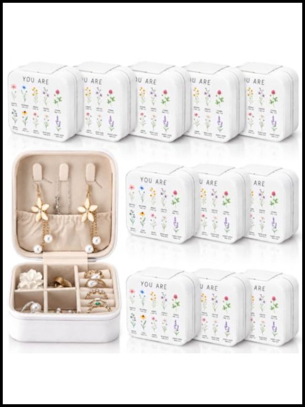 12 Pcs Mini Travel Jewelry Case PU Leather Christian Gift Set Organizer